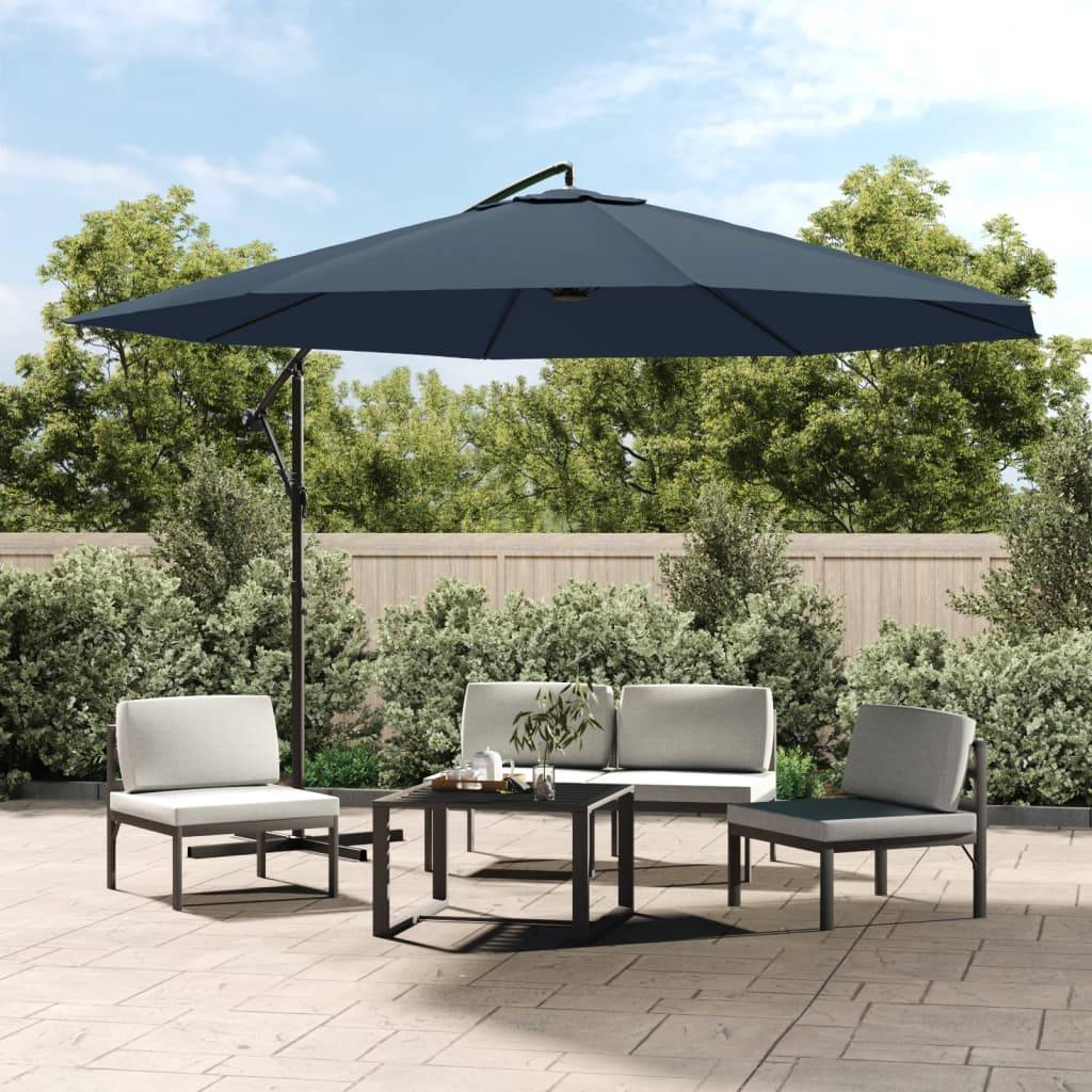 PANGIVO - Parasol déporté aluminium et polyester bleu foncé 350 x 350 x 268 cm - PANGIVO - Image 1