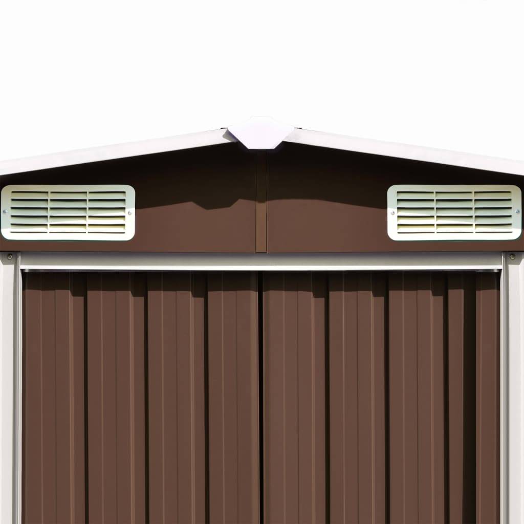 Helloshop26 - Abri de jardin cabane cabanon maison de stockage remise extérieur hangar outils robuste 257 x 779 x 181 cm acier galvanisé marron - Imagen 5