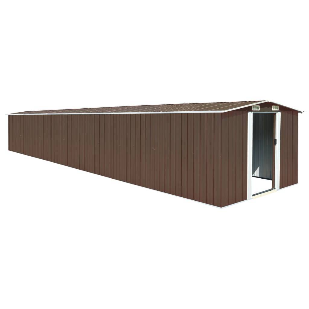 Helloshop26 - Abri de jardin cabane cabanon maison de stockage remise extérieur hangar outils robuste 257 x 779 x 181 cm acier galvanisé marron - Imagen 1