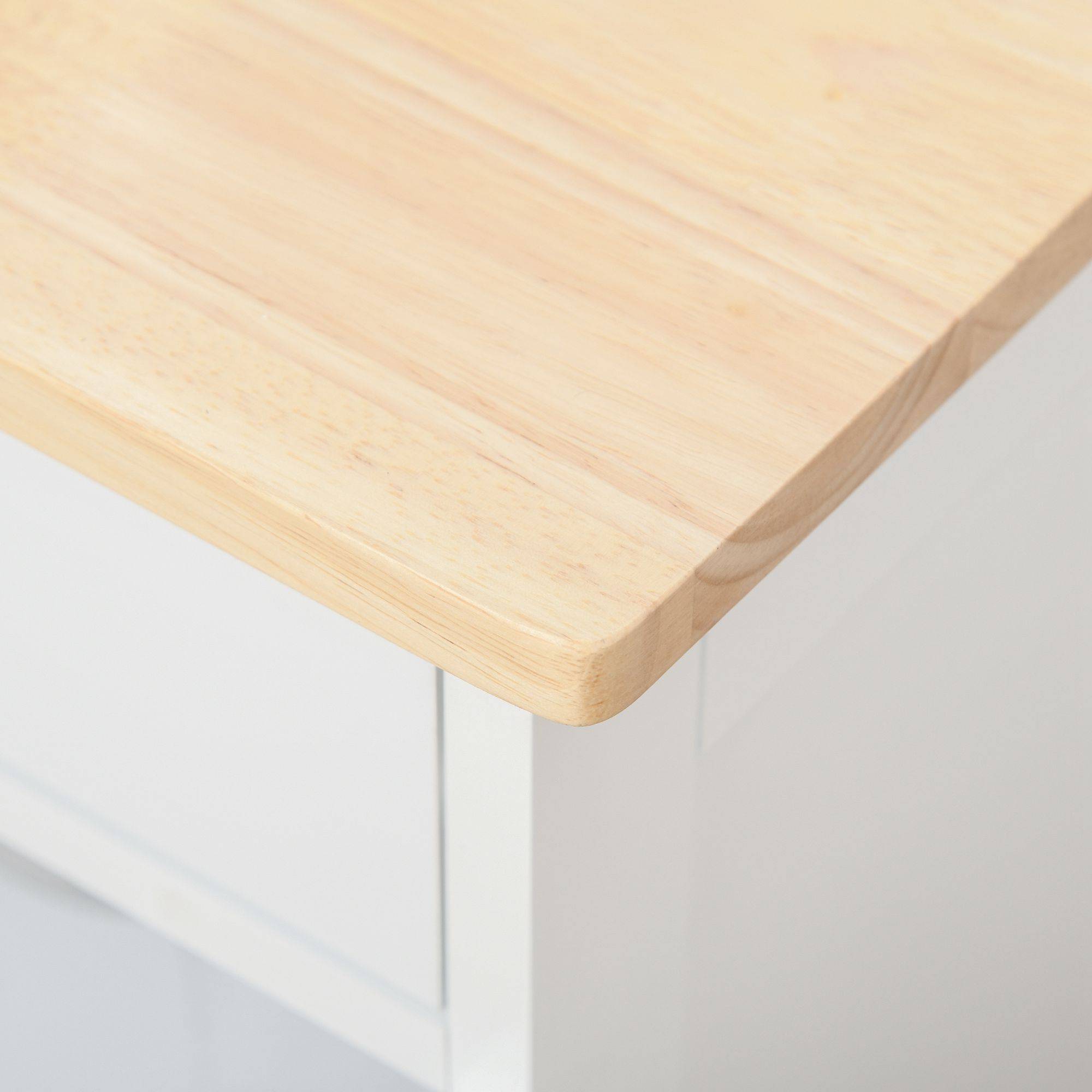 Desserte de cuisine multi rangements 2 placards tiroir casier 9 bouteilles MDF blanc plateau bois caoutchouc - Image 10