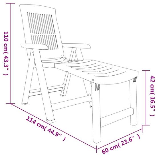 Chaise longue | Transat | Bain de soleil blanc plastique - Image 9