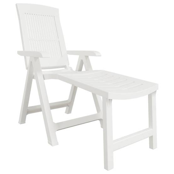 Chaise longue | Transat | Bain de soleil blanc plastique - Image 1