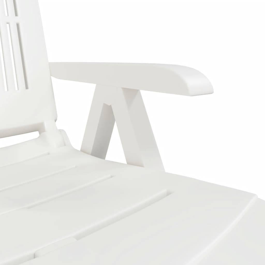 Chaise longue | Transat | Bain de soleil blanc plastique - Image 8