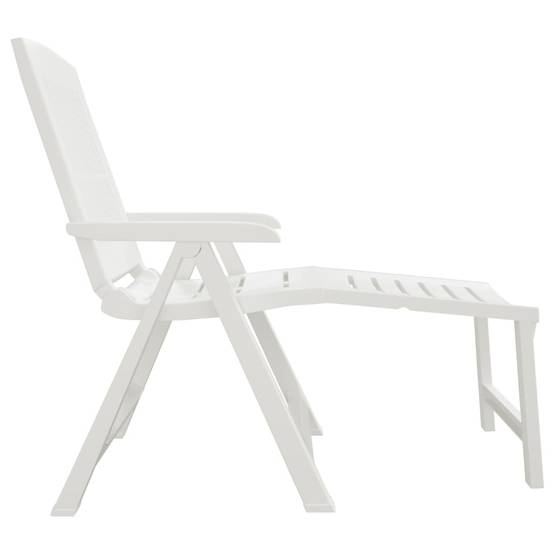 Chaise longue | Transat | Bain de soleil blanc plastique - Image 4