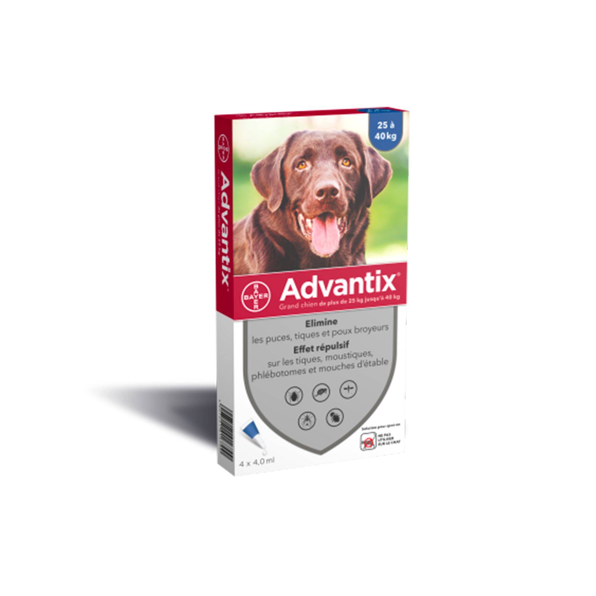 Advantix - Advantix grand chien 25-40 kg : 4 pipettes ADVANTAGE / ADVANTIX