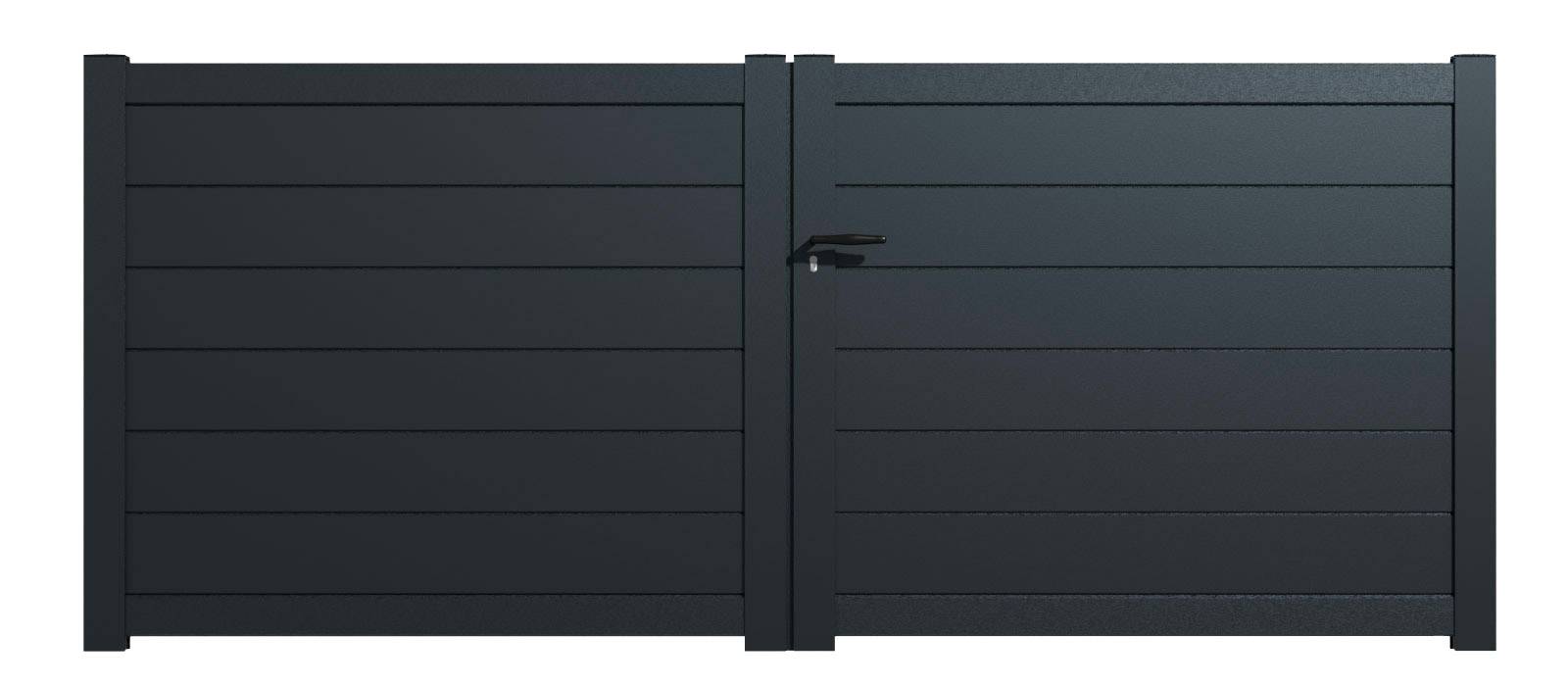 Portail Packit - Portail alu battant plein en kit dim. L.4000 (entre piliers) X H.1500 mm  Gris (RAL 7016)