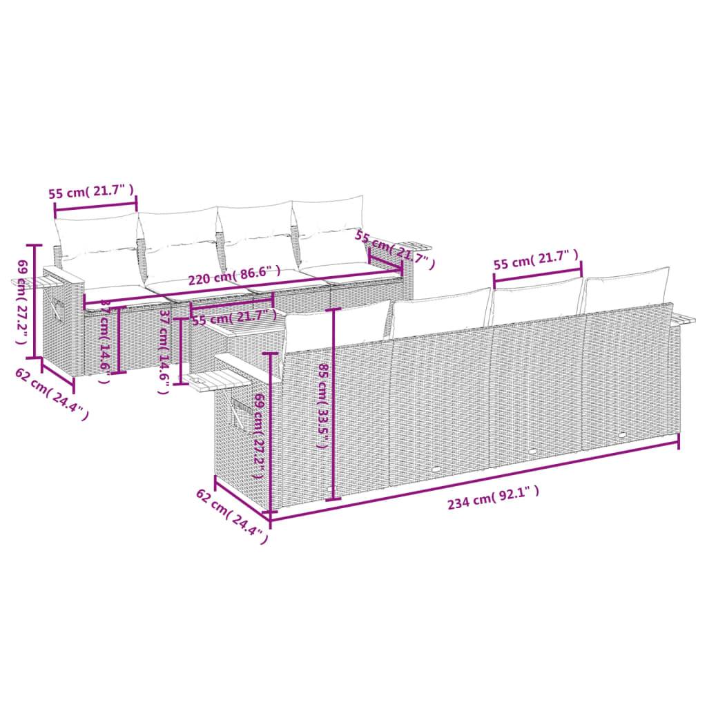 Salon de jardin 8 personnes résine tressée modulable avec tablettes latérales pour jardin Gris - ComfortXL Outdoor Living - Image 8