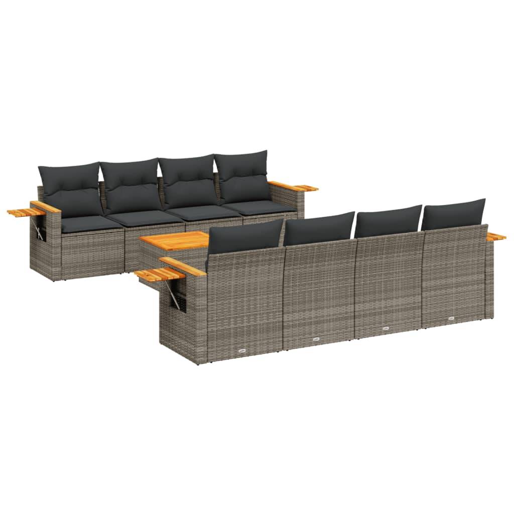 Salon de jardin 8 personnes résine tressée modulable avec tablettes latérales pour jardin Gris - ComfortXL Outdoor Living - Image 2