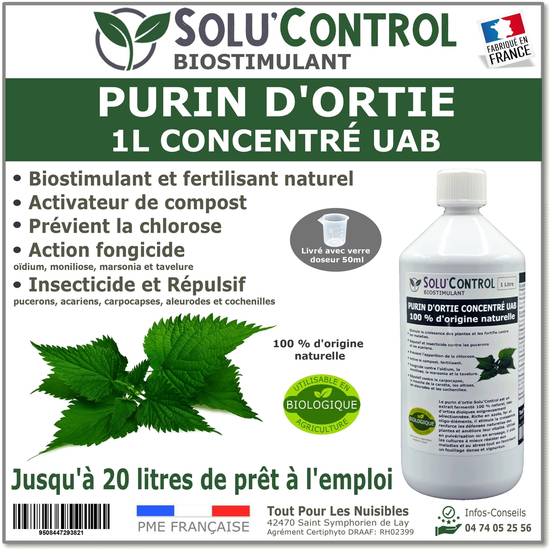 SOLU'CONTROL - Purin d’Ortie Naturel – 1L – Produit Végétal – Stimule la Croissance et Renforce les Plantes - Image 1