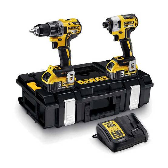Pack 2 outils 18V DEWALT DCK266P2-QW : Perceuse-visseuse à percussion DCD796, Visseuse à choc DCF887, 2 batteries 5,0 Ah, coffret ToughSystem Dewalt - Image 1