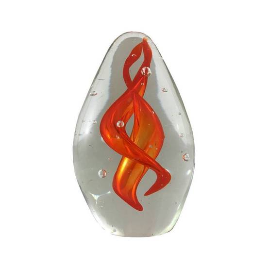 Presse papier sulfure "Flammes" en verre rouge 9.5 x 6 cm Chemin de campagne - Imagen 1