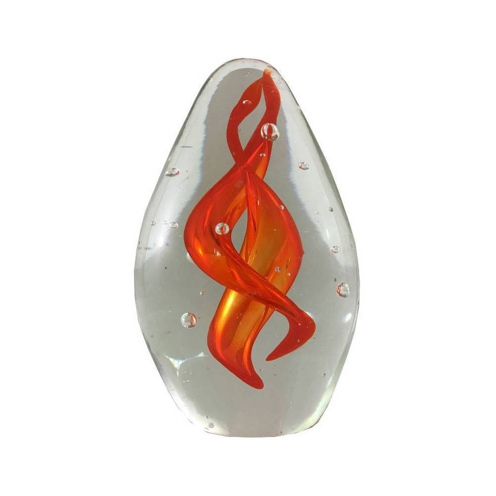 Presse papier sulfure "Flammes" en verre rouge 9.5 x 6 cm Chemin de campagne - Imagen 1