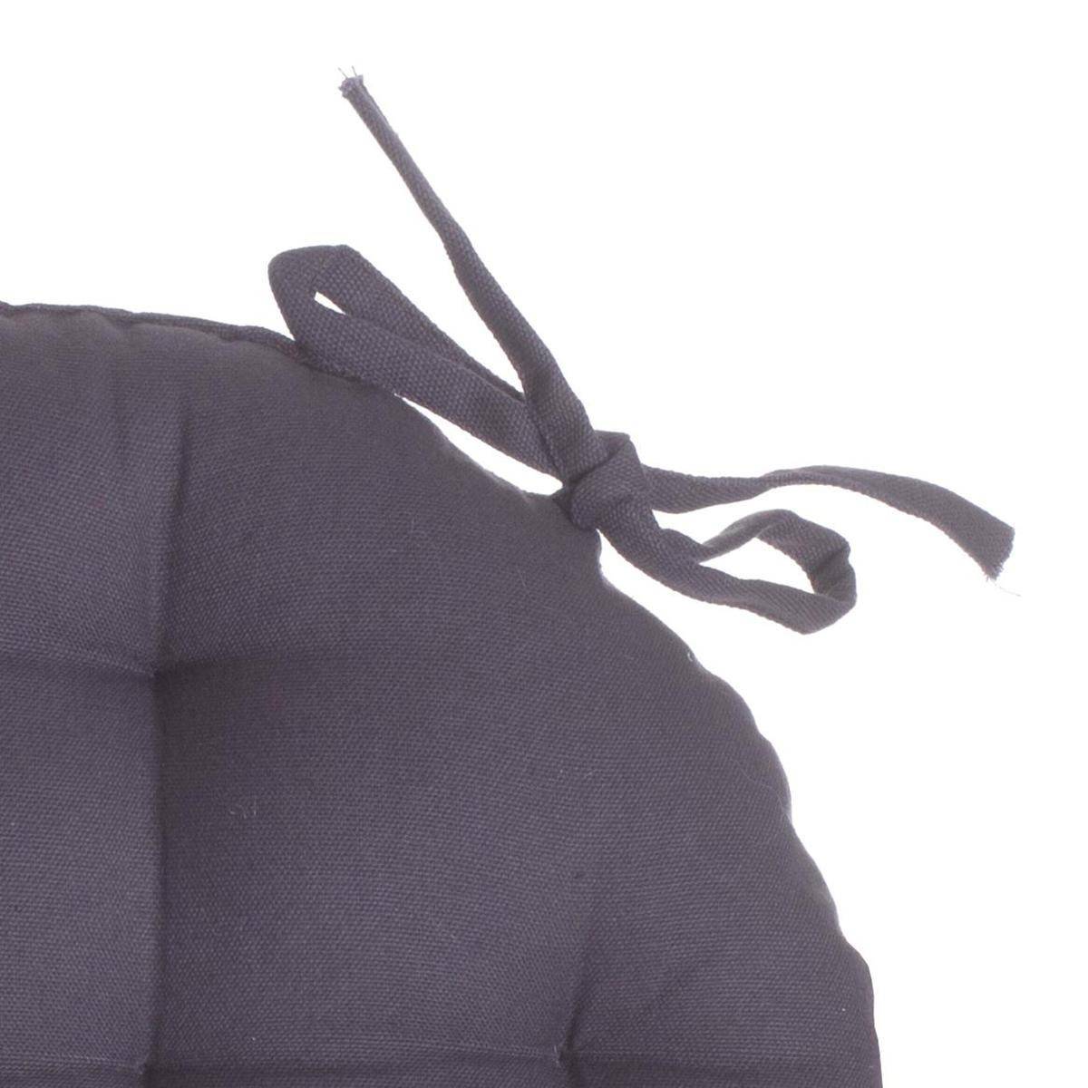 Lot de 6 Galettes de chaise en Coton Gris foncé D 38 cm - Imagen 2