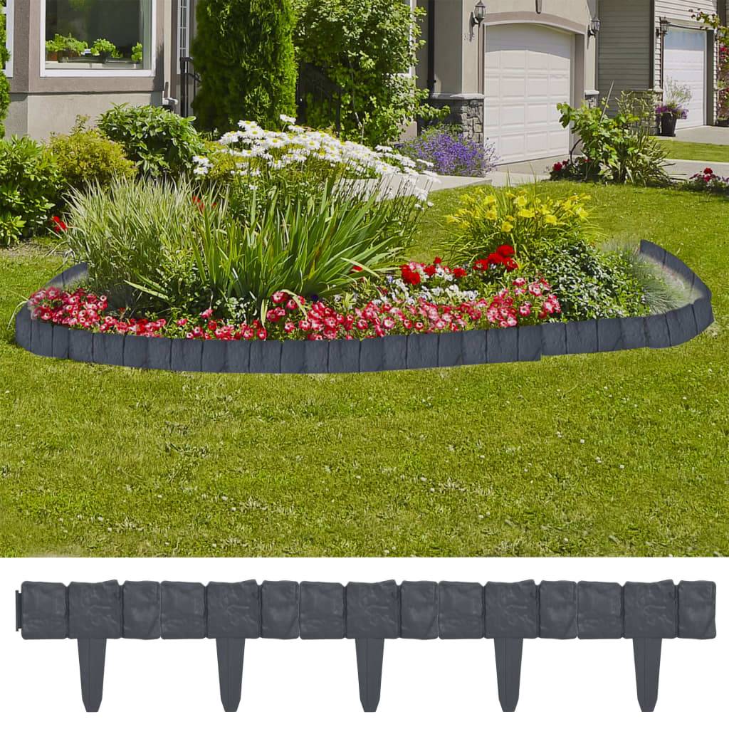 Bordure pelouse aspect pierre plastique anthracite délimitation jardin 41pcs 10m - ComfortXL Outdoor Living - Image 1