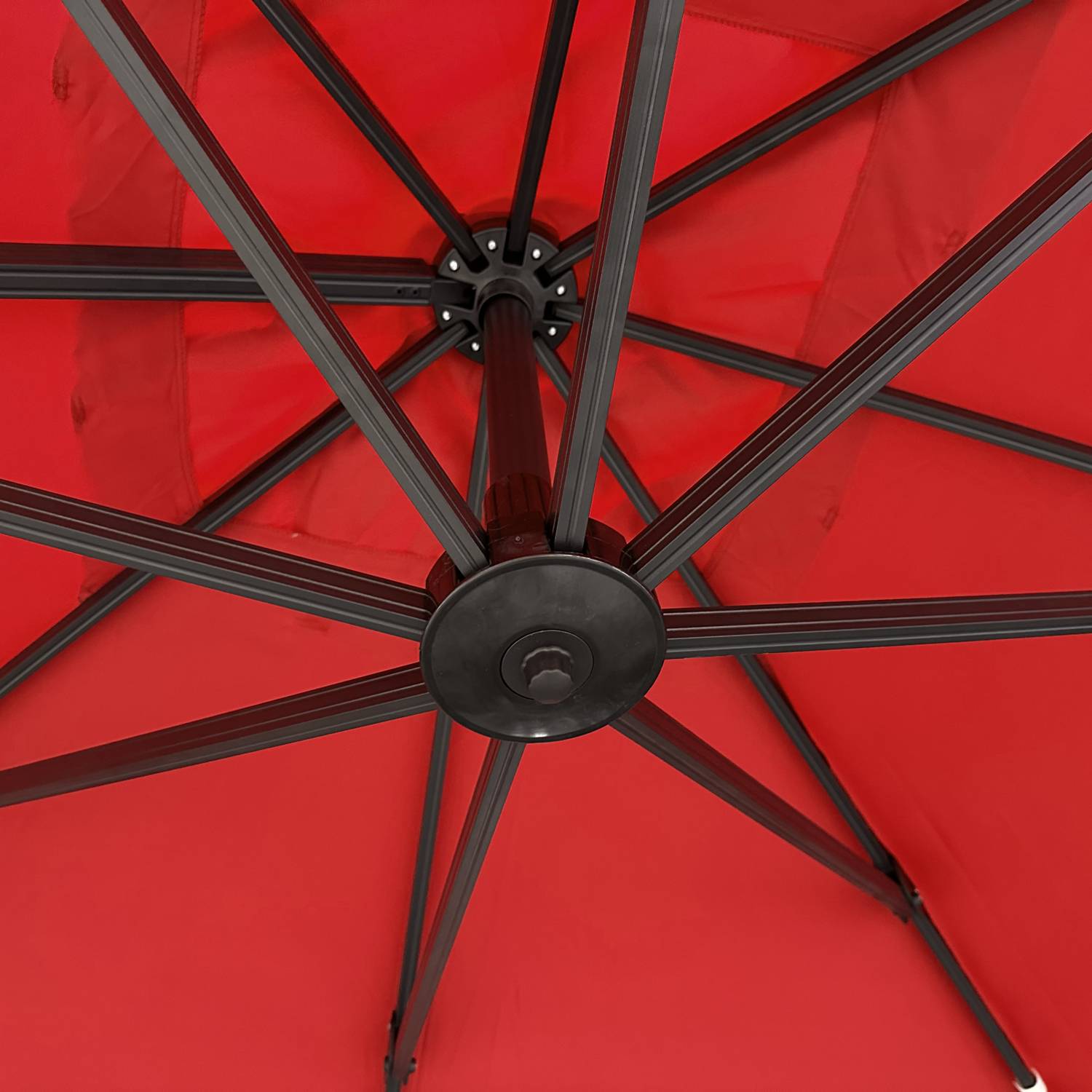 Happy Garden - Parasol déporté MOLOKAI carré 3x3m rouge + housse - HAPPY GARDEN - Imagen 4
