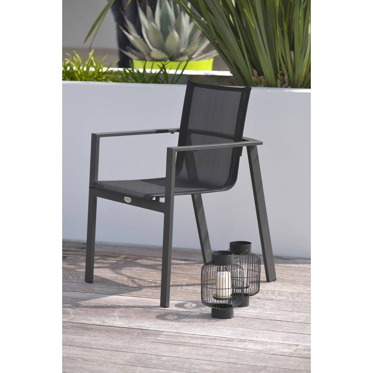 Dcb Garden - Fauteuil de jardin empilable en aluminium - Gris anthracite - ALU-MIAMI - Image 6