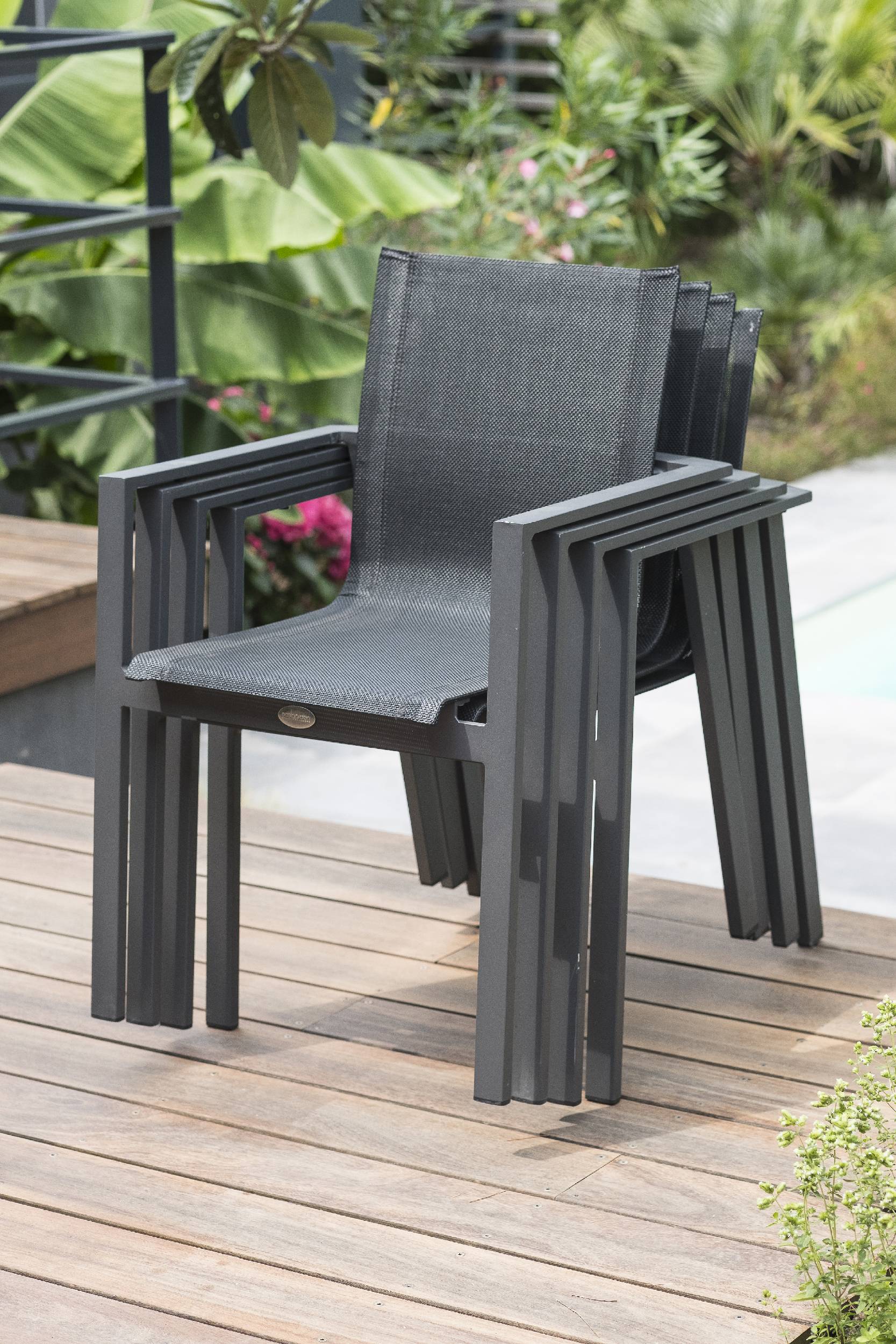 Dcb Garden - Fauteuil de jardin empilable en aluminium  - Gris anthracite - ALU-MIAMI - Image 2