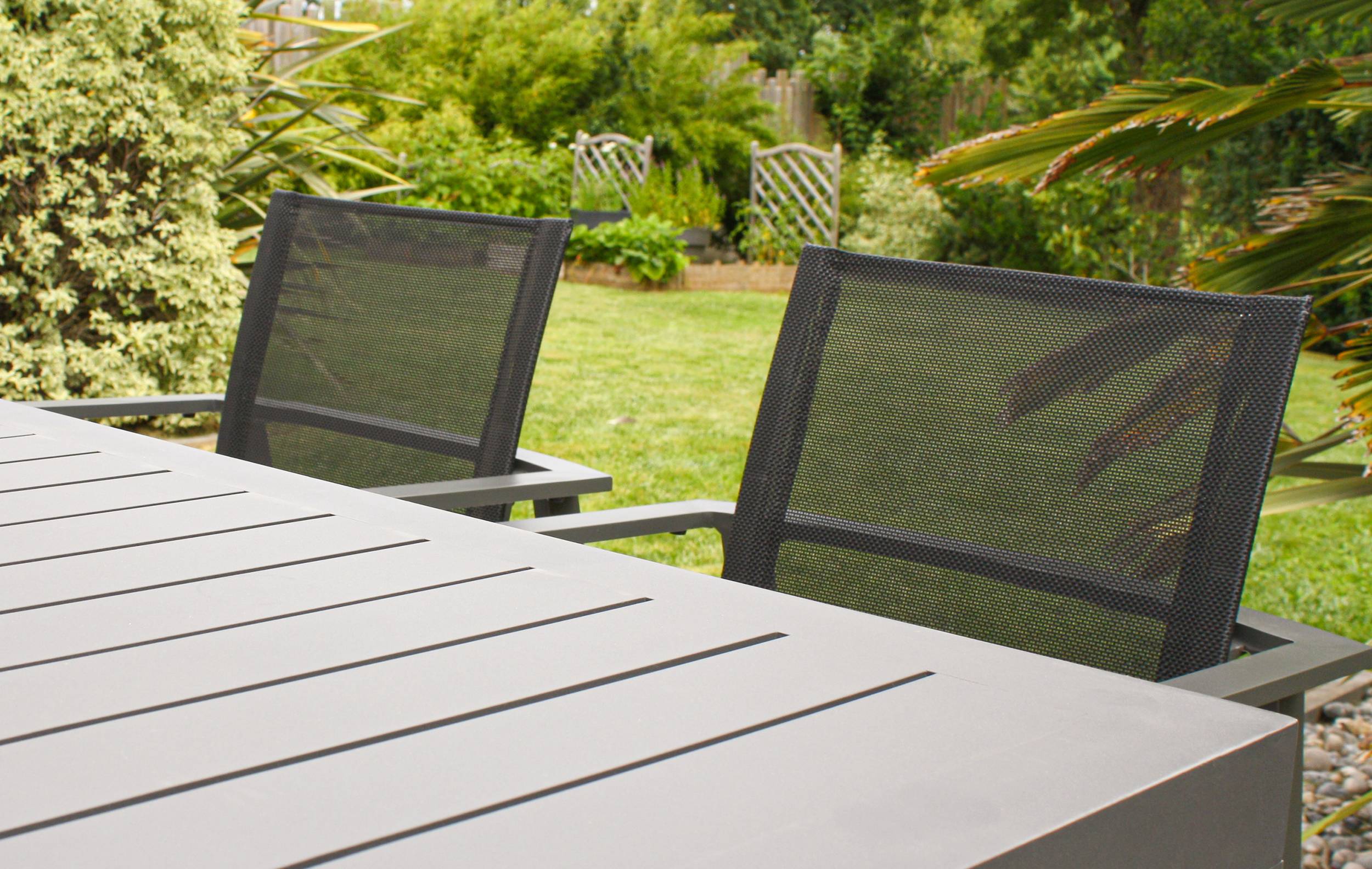 Dcb Garden - Fauteuil de jardin empilable en aluminium - Gris anthracite - ALU-MIAMI - Image 4