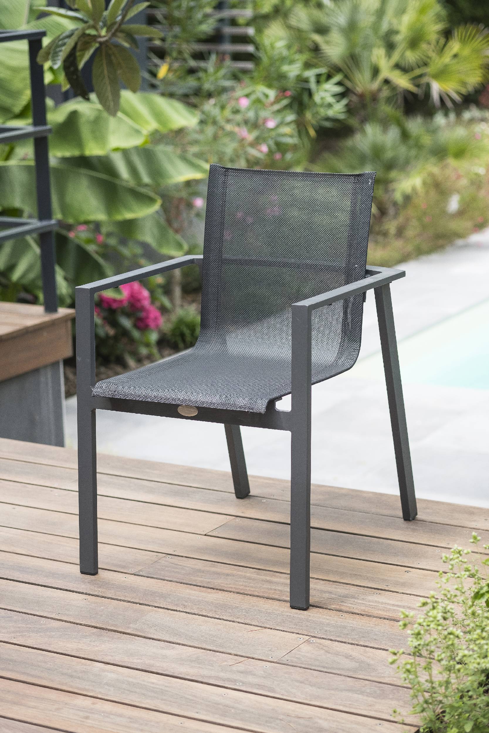 Dcb Garden - Fauteuil de jardin empilable en aluminium - Gris anthracite - ALU-MIAMI - Image 1