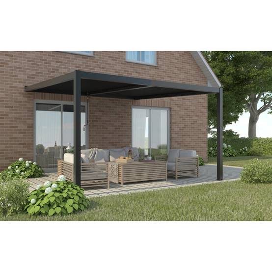 Pergola adossée bioclimatique aluminium 12 m² anthracite X-Metal résistante vent 117km/h neige 60kg/m² - Image 5