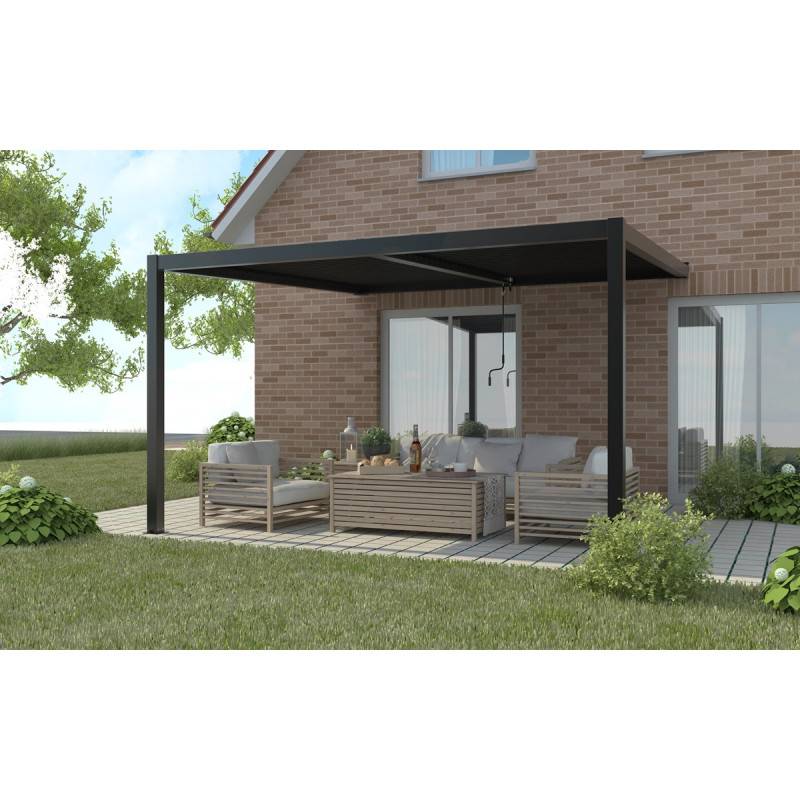 Pergola adossée bioclimatique aluminium 12 m² anthracite X-Metal résistante vent 117km/h neige 60kg/m² - Image 6