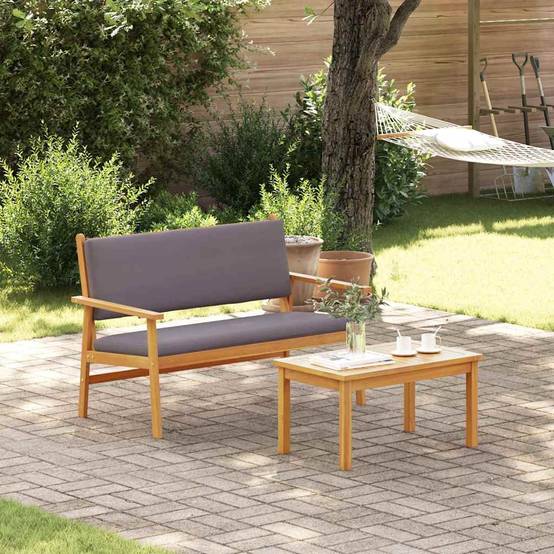Banc de jardin | Banquette De Jardin | Banc Extérieur avec coussin Anthracite Bois d'Acacia Massif Maison Chic - Image 2