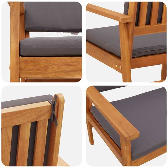 Banc de jardin | Banquette De Jardin | Banc Extérieur avec coussin Anthracite Bois d'Acacia Massif Maison Chic - Image 6