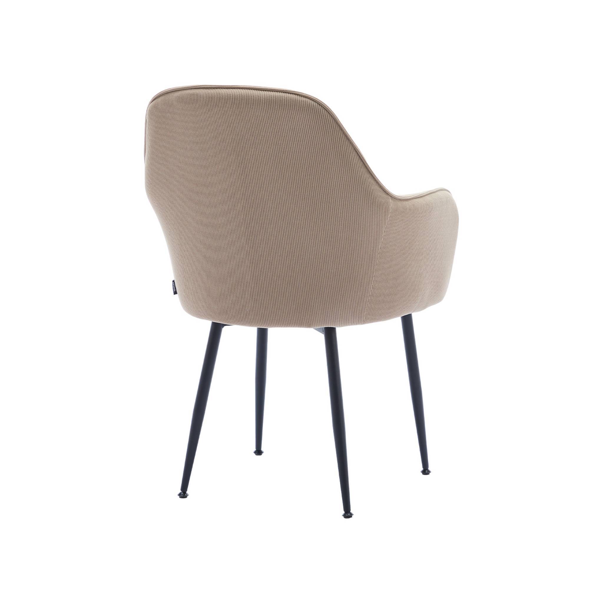 sweeek - Lot de 4 fauteuils en velours côtelé beige et pieds en métal noir mat. L 57 x P 59 x H 84.5cm | sweeek - Image 7