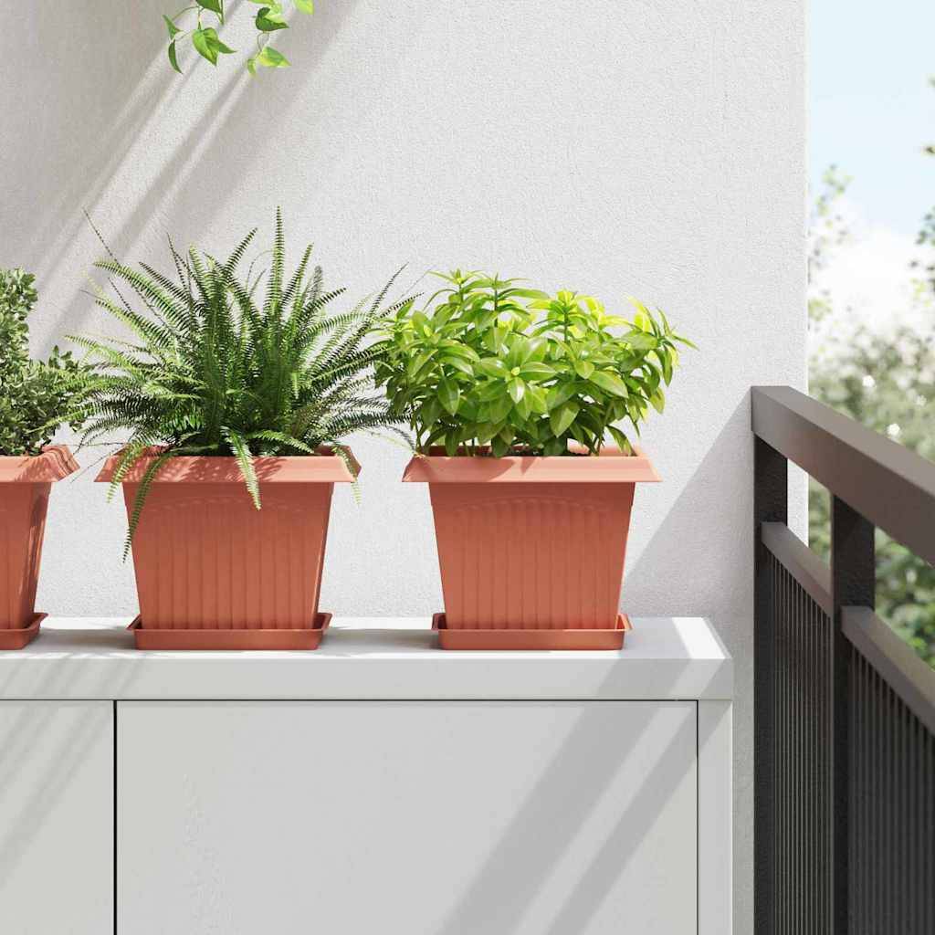 ComfortXL - Grand Lot 24 Pots de Fleurs Carrés Plastique Robuste 23x23x17,5 cm Rouge brique - ComfortXL Outdoor Living