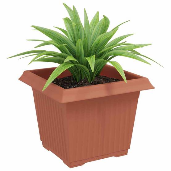 Grand Lot 24 Pots de Fleurs Carrés Plastique Robuste 23x23x17,5 cm Rouge brique - ComfortXL Outdoor Living - Image 3