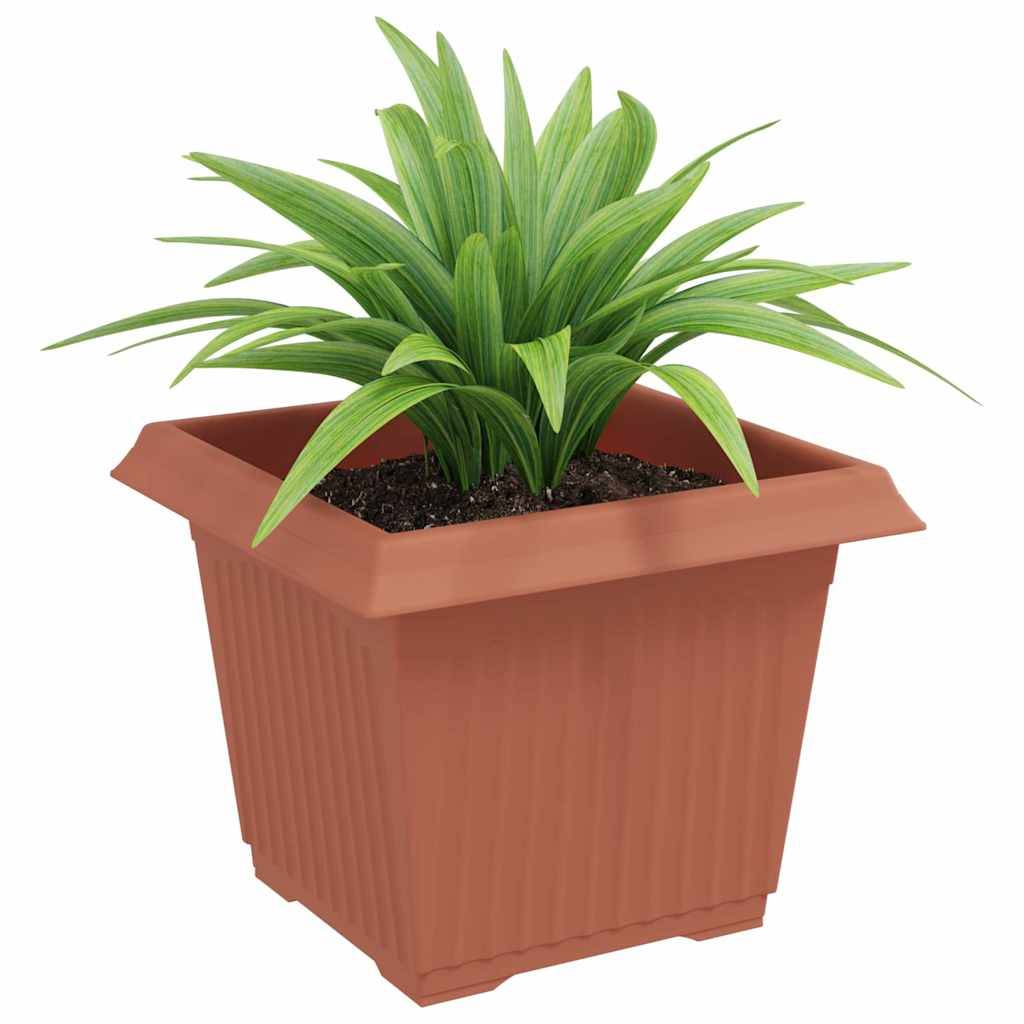 Grand Lot 24 Pots de Fleurs Carrés Plastique Robuste 23x23x17,5 cm Rouge brique - ComfortXL Outdoor Living - Image 3