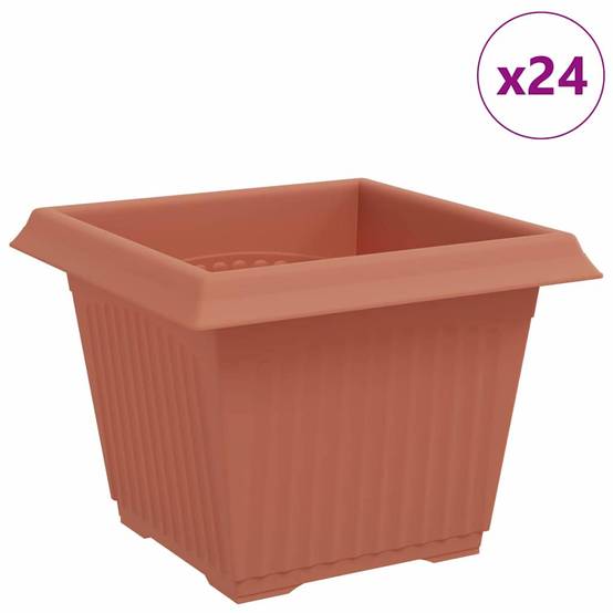 Grand Lot 24 Pots de Fleurs Carrés Plastique Robuste 23x23x17,5 cm Rouge brique - ComfortXL Outdoor Living - Image 2