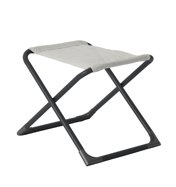 Fiam - Repose-Pieds CHICO Acier ANTHRACITE Texfil BLANC BEIGE 49x61x42 cm FIAM