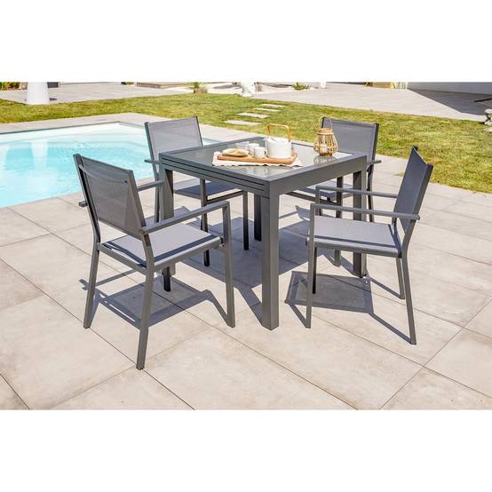 Dcb Garden - Fauteuil de jardin empilable alu et toile plastifiéee - Gris anthracite - TOLEDE - Image 5