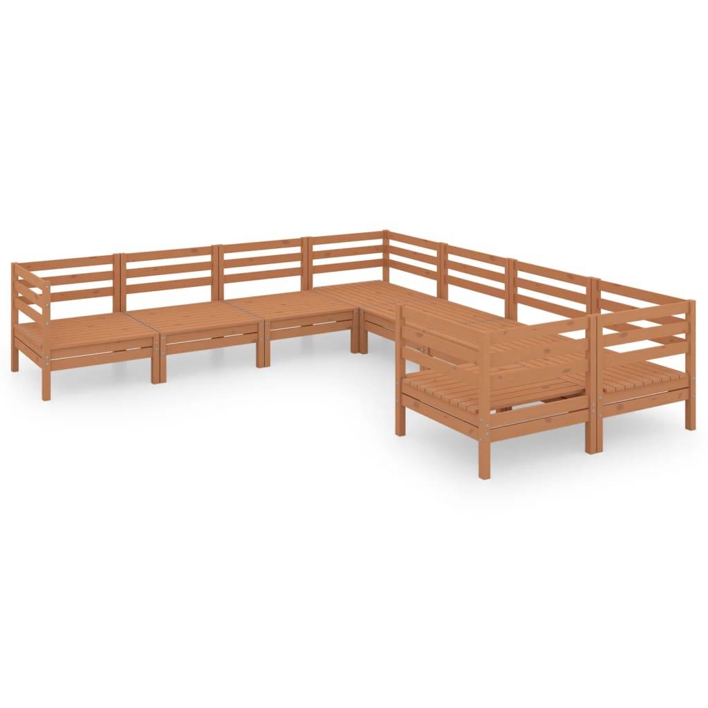 Helloshop26 - Salon de jardin meuble d'extérieur ensemble de mobilier 8 pièces bois de pin massif marron miel - Imagen 1