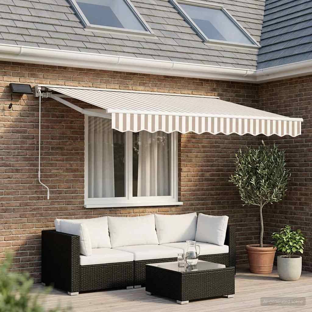 ComfortXL - Store banne semi-coffre polyester alu pour jardin avec LED 3,5x2,5m gris clair - ComfortXL Outdoor Living - Image 1