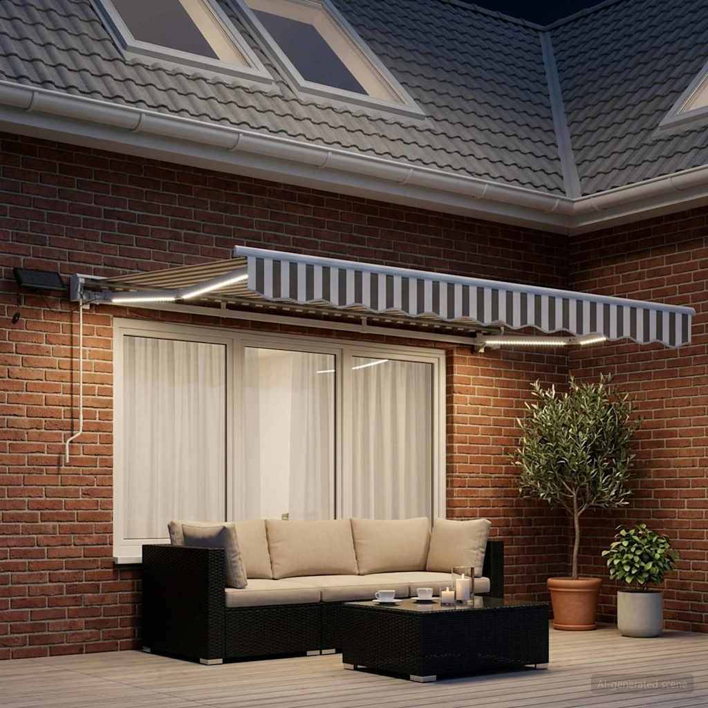ComfortXL - Store banne semi-coffre polyester alu pour jardin avec LED 3,5x2,5m gris clair - ComfortXL Outdoor Living - Image 3