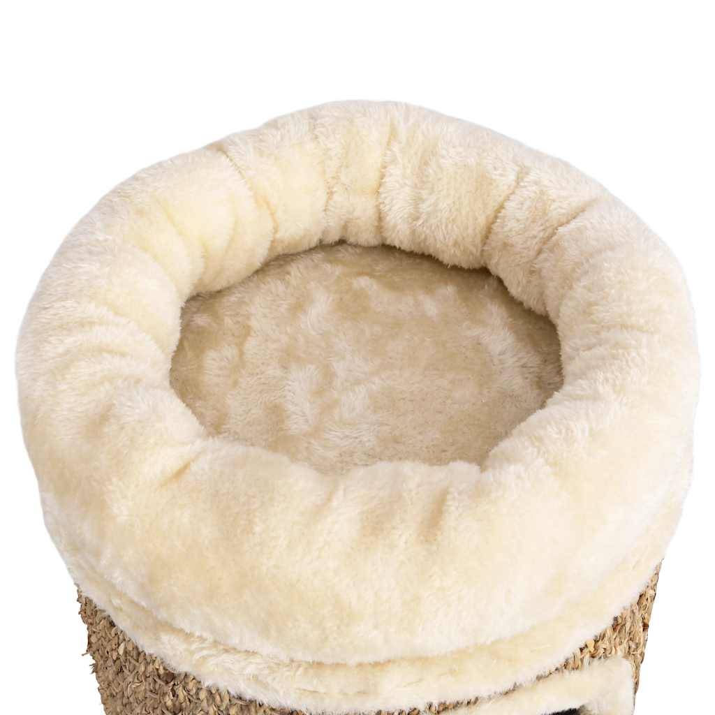 Maison pour chat herbe de mer et peluche beige 31 x 31 x 33 cm - PANGIVO - Image 6