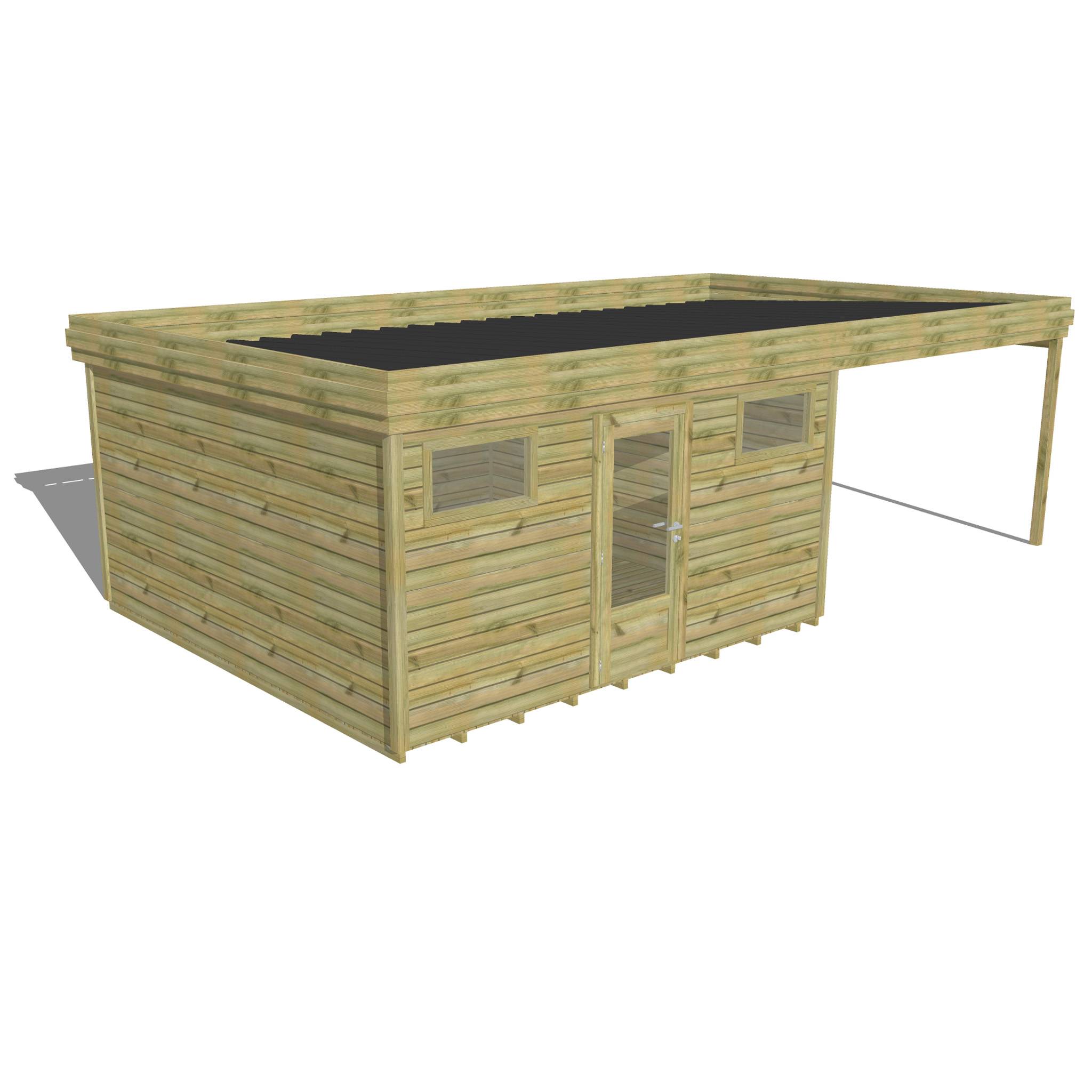 Sans Marque - ABRI DE JARDIN bois  autoclave 27mm - 7,84x4,34m / 34m2 - Bac acier - Plancher bois - Imagen 1