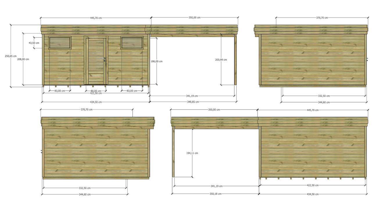 Sans Marque - ABRI DE JARDIN bois  autoclave 27mm - 7,84x4,34m / 34m2 - Bac acier - Plancher bois - Imagen 4