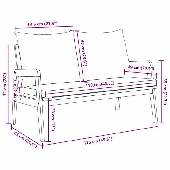 Banc de jardin | Banquette De Jardin | Banc Extérieur Huile Naturelle Bois d'Acacia Massif Maison Chic - Image 9