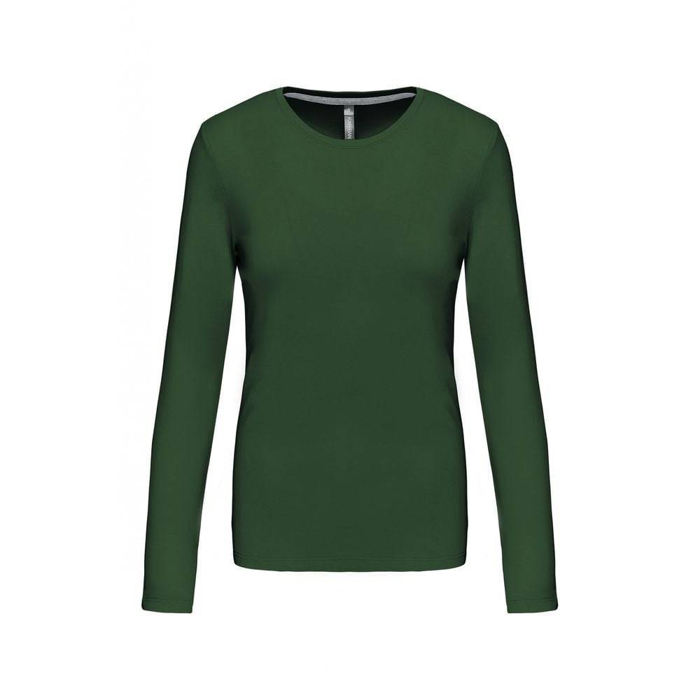Tee-shirt de travail col rond manches longues Kariban femme 100% coton Vert Sapin XXL - Image 1