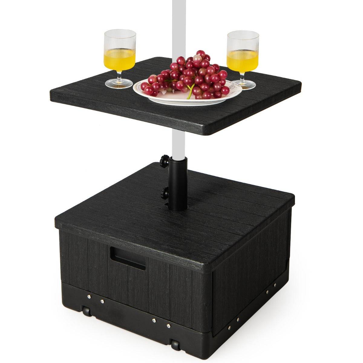 Helloshop26 - Base de parasol remplissable de 80 kg plateau de table sac à lester roues poignée table basse 3 en 1 support de parasol - Imagen 1