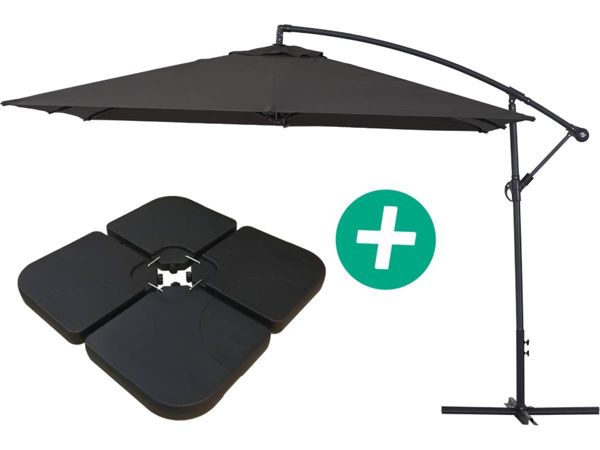 Parasol Jardin Déporté Alu "ilios 3" - Carré - 3 X 3 M - Noir - Dalles Incluses -habitat Et Jardin - Imagen 1