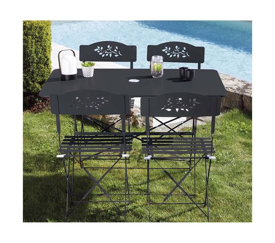 Ensemble table et chaises de jardin 4 places Gris Anthracite VENONE - Image 3