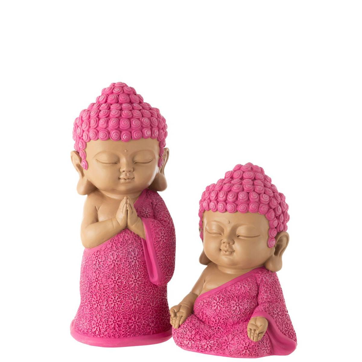 J-Line - Statuette Moine Prière "Toby" 32cm Rose - Image 4