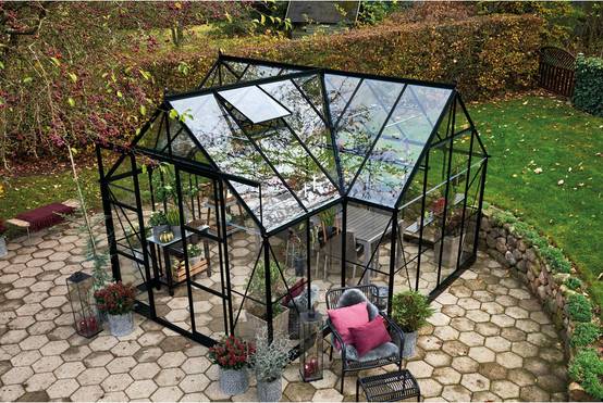 Halls - Serre en verre trempé 13 m² ICON Gardenhouse 8, noir - Halls - Image 1