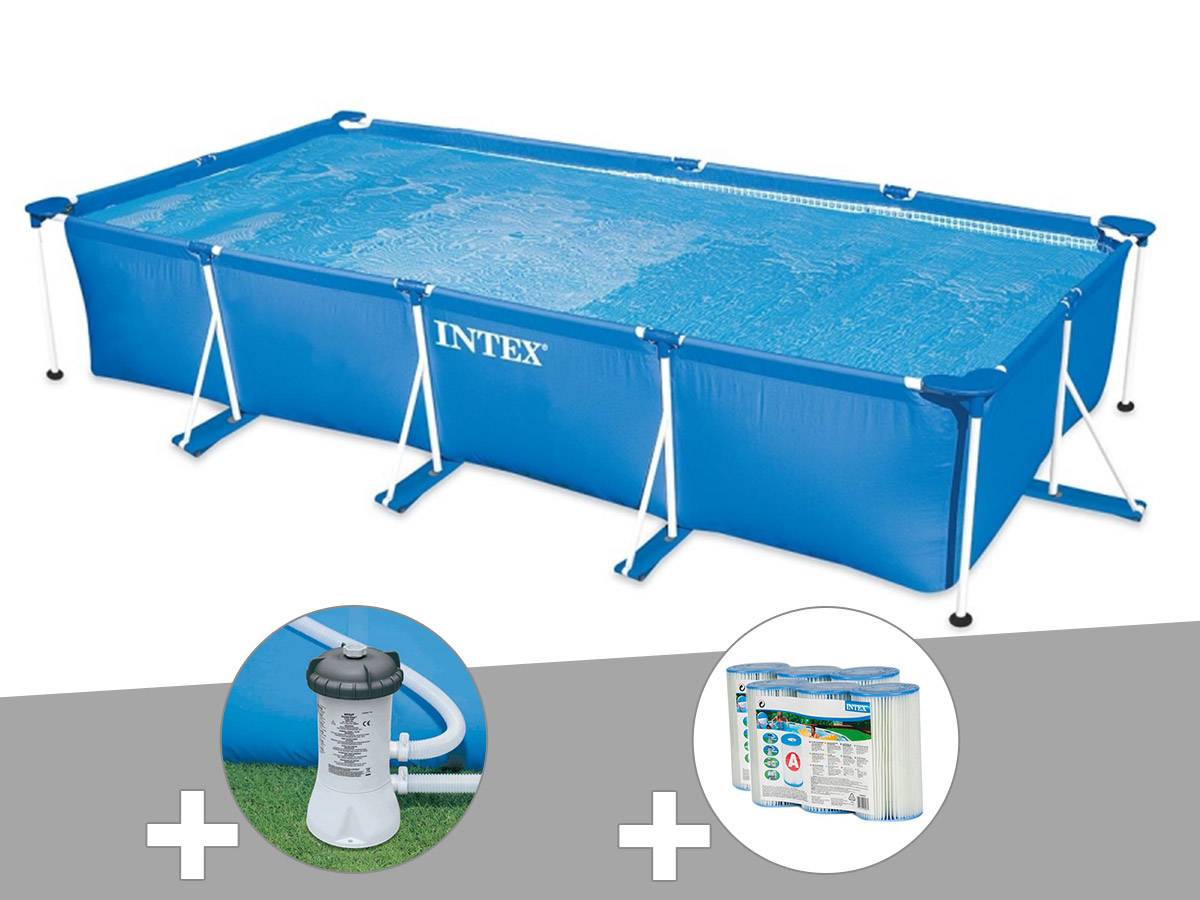 Kit piscine tubulaire rectangulaire Intex 4,50 x 2,20 x 0,84 m + Filtration à cartouche + 6 cartouches de filtration - Imagen 2