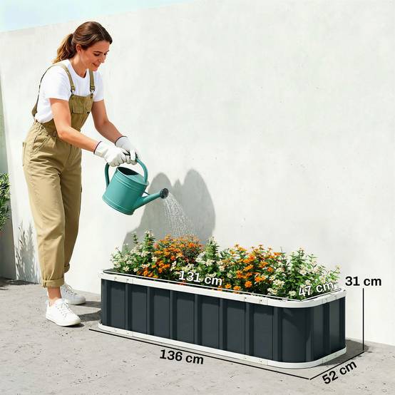 PANGIVO - Carré potager acier galvanisé gris foncé 136 x 52 x 31 cm - PANGIVO - Image 5