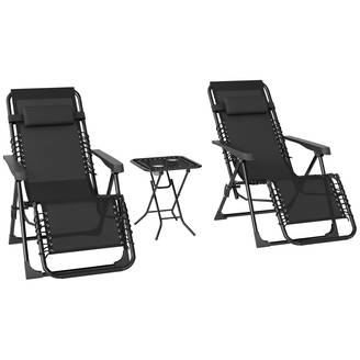 Lot 2 fauteuils relax textilène extérieur gravité zéro avec table basse gris - ComfortXL Outdoor Living